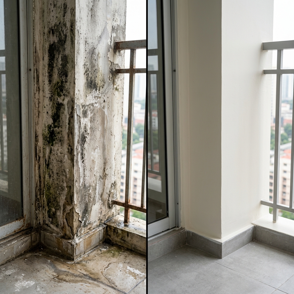 Balcony Wall Dampness Repair